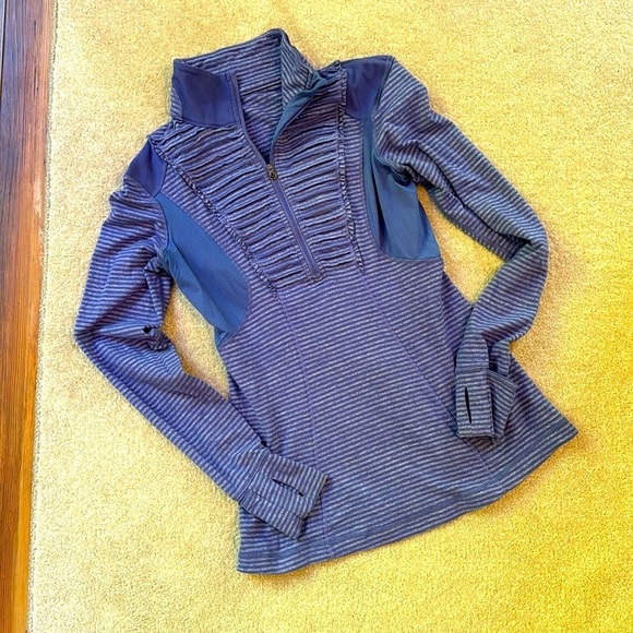 Lululemon half Zip Pullover Top 6 Heathered Persian Purple Stripe - Picture 3 of 10